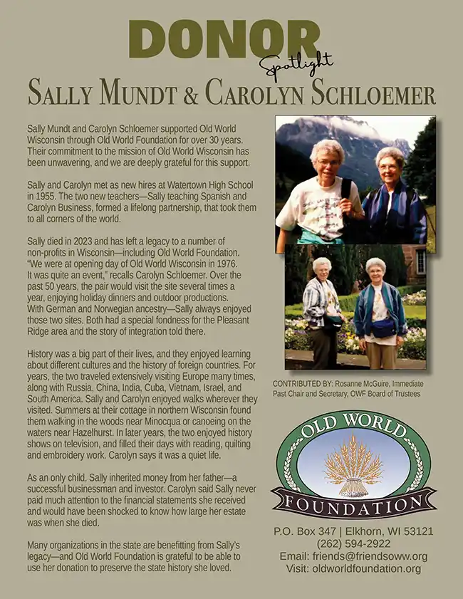 Donor Spotlight - Sally Mundt & Carolyn Schloemer